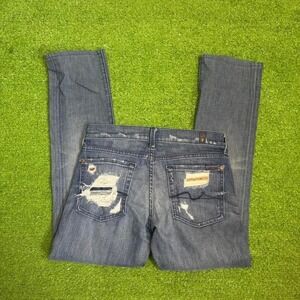 7 For All Mankind Distressed Blue Jeans
